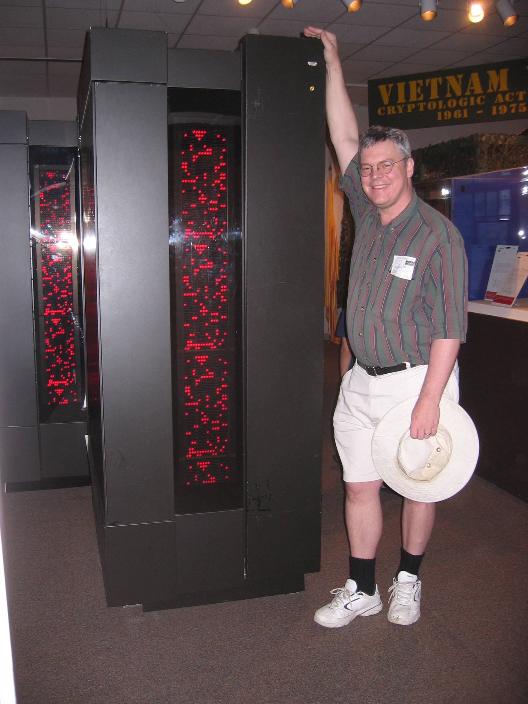 Bradley in front of the CM-5 at the National Cryptologic Museum