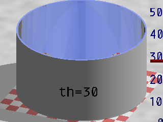 ray-traced image of round radiative-cooling aperture just below its threshold angle