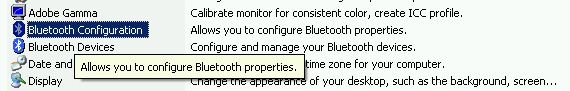 Choose Bluetooth Configuration from Control Panel