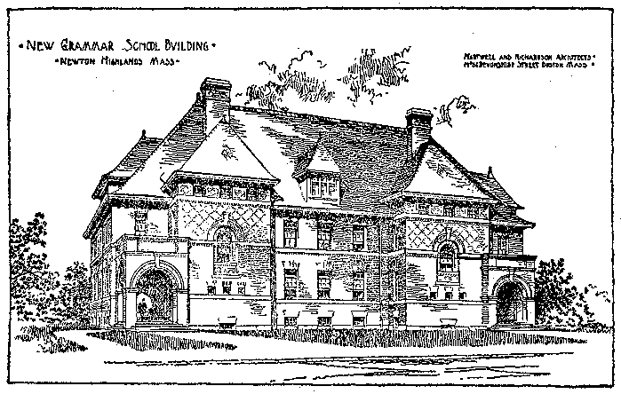 Drawing of the New Grammar School, 1895