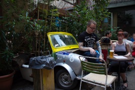 Dining in old junk cars