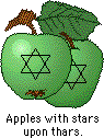 Picture of apples with stars upon thars.