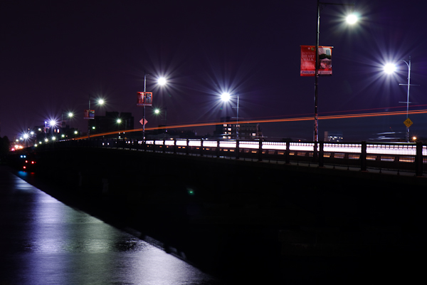We had to make many tries to get cars and trucks with colorful lights on the Harvard bridge. August 24, 2008