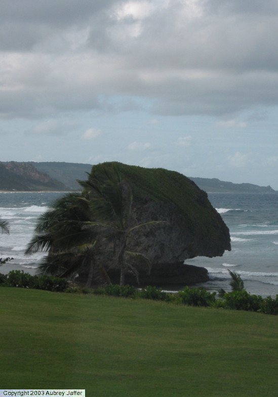 rock undercut by ocean surf