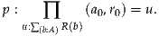 p :   ∏     (a0,r0) = u.
   u:∑(b:A)R(b)
