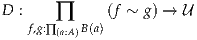 D :          (f ~ g) → U
   f,g:∏ ∏(a:A)B(a)
