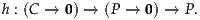 h : (C → 0) → (P → 0) → P.
