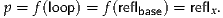 p = f(loop) = f(reflbase) = reflx.
