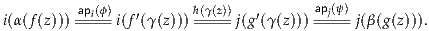         -api(ϕ)   ′      h(γ(z))  ′      apj(ψ)
i(α(f(z)))      i(f (γ (z)))      j(g (γ (z)))      j(β(g(z))).
