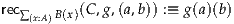 rec       (C,g,(a,b)) :≡ g(a)(b)
  ∑(x:A)B(x)
