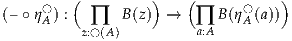          (         )   (           )
(– ∘η◯A) :  ∏   B(z) →   ∏  B(η◯A(a))
          z:◯(A)         a:A
