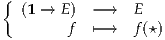 {
  (1 → E)  -→   E
        f  ↦-→   f (⋆)