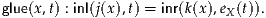 glue(x,t) : inl(j(x ),t) = inr(k(x),eX (t)).
     