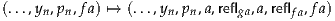 (...,yn,pn,fa) ↦→ (...,yn,pn,a,reflga,a,reflfa,fa)
     