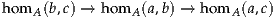 homA (b,c) → homA (a,b) → homA (a,c)
     