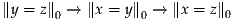 ∥y = z∥0 → ∥x = y∥0 → ∥x = z∥0
