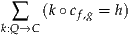 k∑:Q→C (k∘ cf,g = h)

