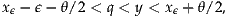xϵ- ϵ- θ/2 < q < y < xϵ+ θ/ 2,
