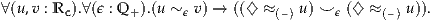 ∀(u,v : Rc).∀(ϵ : Q+ ).(u ~ ϵ v) → ((♢ ≈(–) u ) ⌣ ϵ (♢ ≈ (–) u)).
