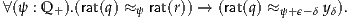 ∀(ψ : Q +).(rat(q) ≈ ψ rat(r)) → (rat(q) ≈ ψ+ϵ-δ yδ).
     