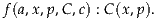 f (a,x,p,C,c) : C(x,p).

