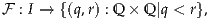 F : I → {(q,r) : Q × Q|q < r},
