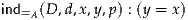 ind= (D ,d,x,y,p) : (y = x)
    A
