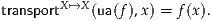 transportX↦→X (ua(f),x) = f(x).
     