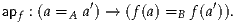 apf : (a =A a′) → (f(a) =B f(a′)).
