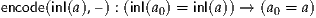 encode(inl(a), –) : (inl(a0) = inl(a)) → (a0 = a)
