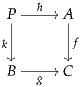      h
 P ----//A
k|      |f
   |        |
 B --g-// C
