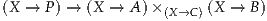 (X →  P) → (X → A )×      (X →  B)
                     (X→C )

