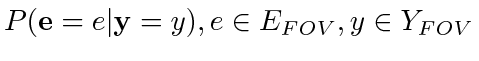 $ P(\mathbf{e}=e\vert\mathbf{y}=y), e\in E_{FOV}, y \in Y_{FOV}$