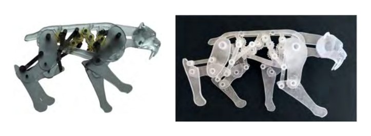 Fabricated mechanical characters with gear trains and linkages