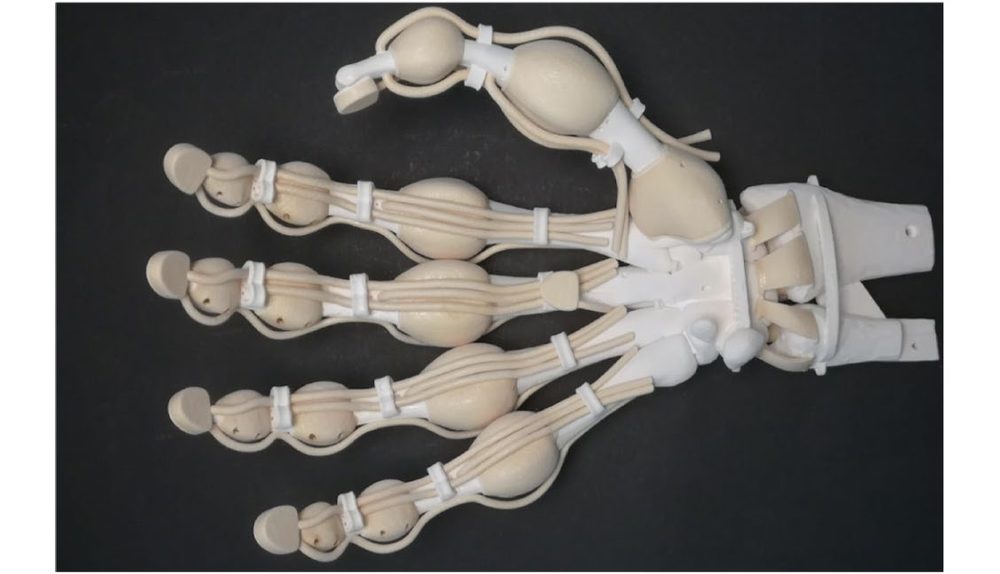 3D printed robotic hand with tendons produced by vision-controlled jetting