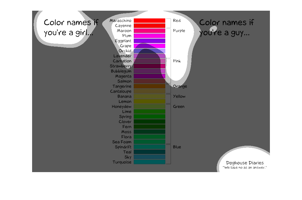 Guy Vs Girl Color Chart